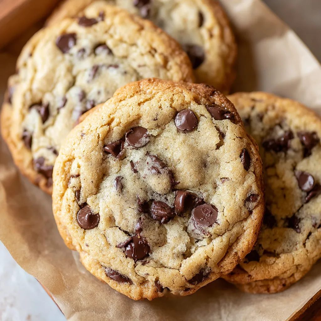 A plate of chocolate chip cookies.