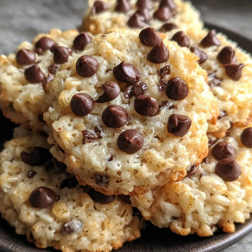 A plate of Rice Krispie Chocolate Chip Cookies.