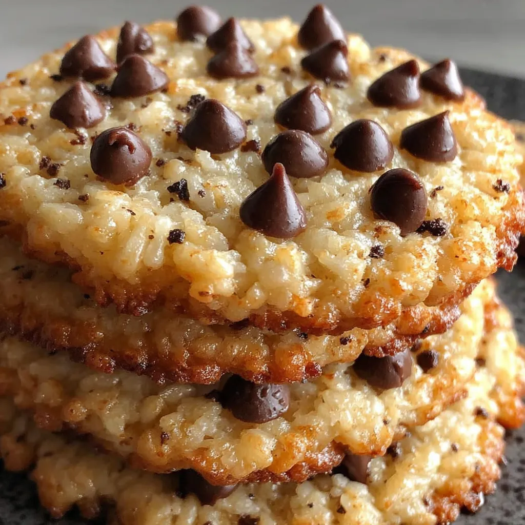 A stack of rice krispie chocolate chip cookies.