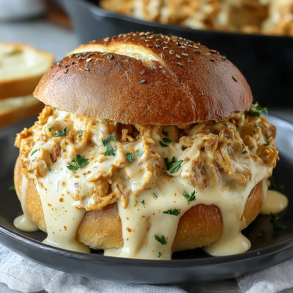 A chicken Alfredo sloppy joe sandwich.