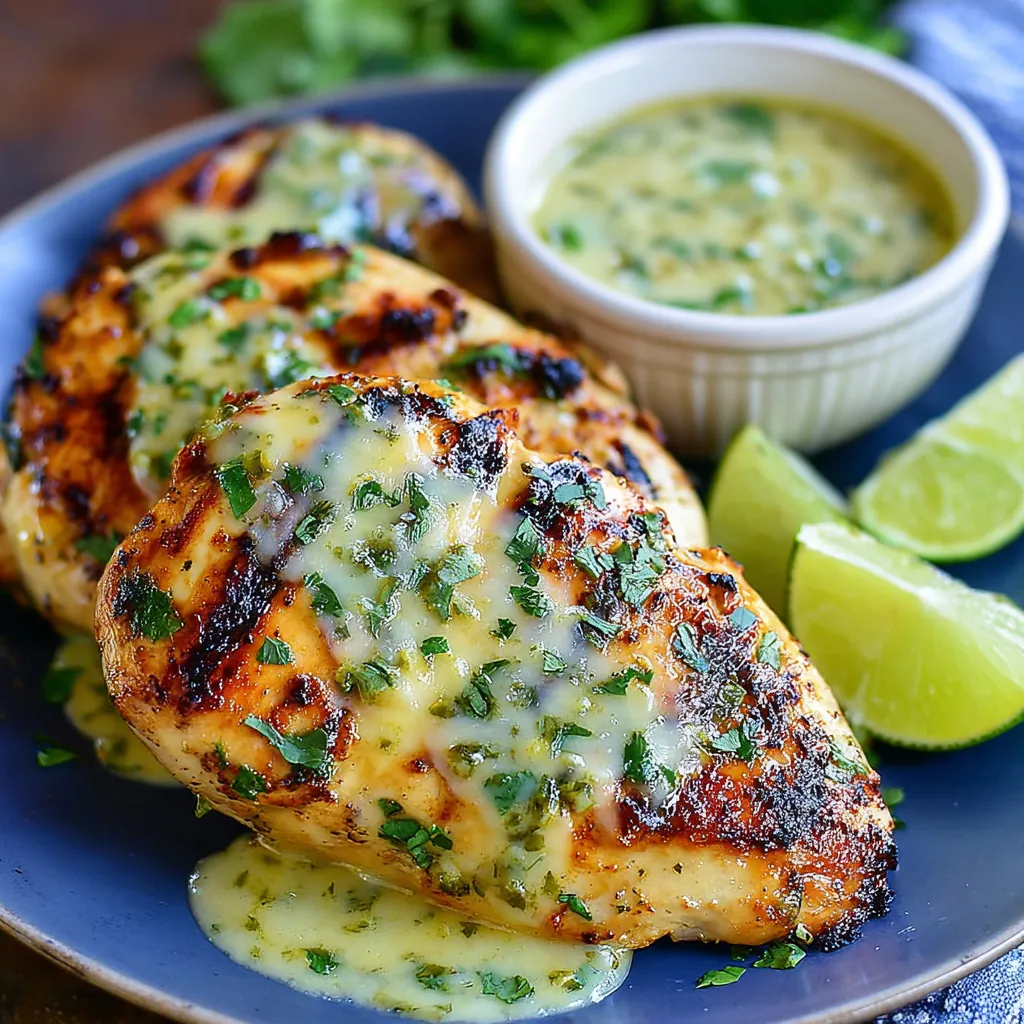 Grilled Salsa Verde Pepper Jack Chicken.
