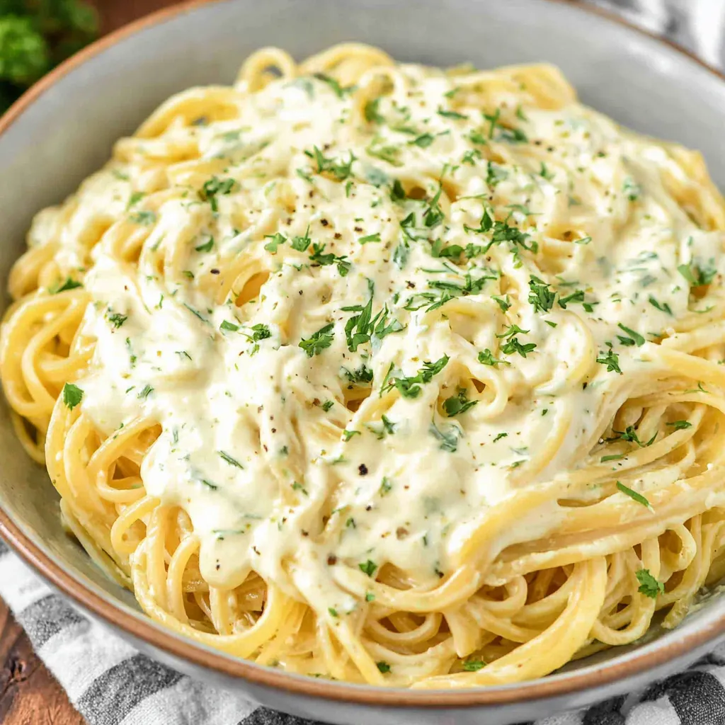 A bowl of pasta with cottage cheese sauce.