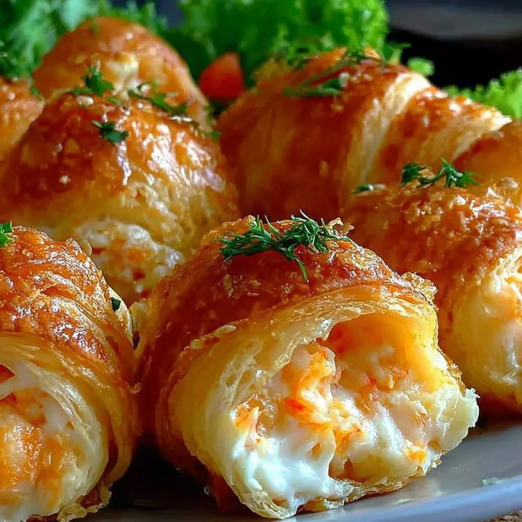 A plate of crab crescent bites.