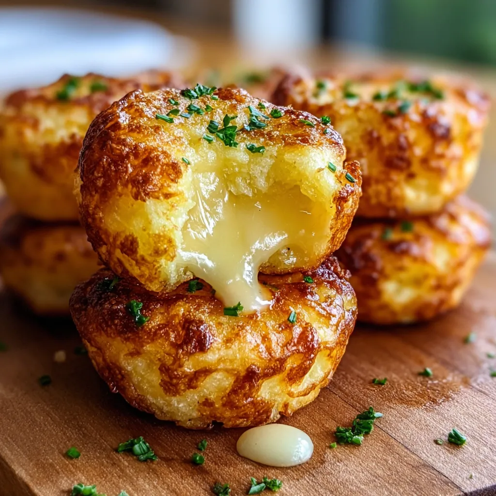 Mashed potato cheese puffs on a table.