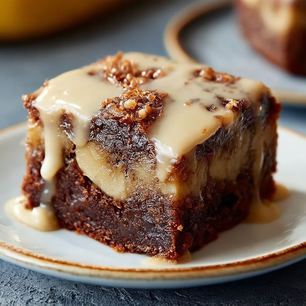 A slice of banana bread brownies.