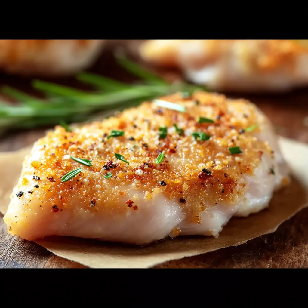 A piece of chicken with seasoning on it.