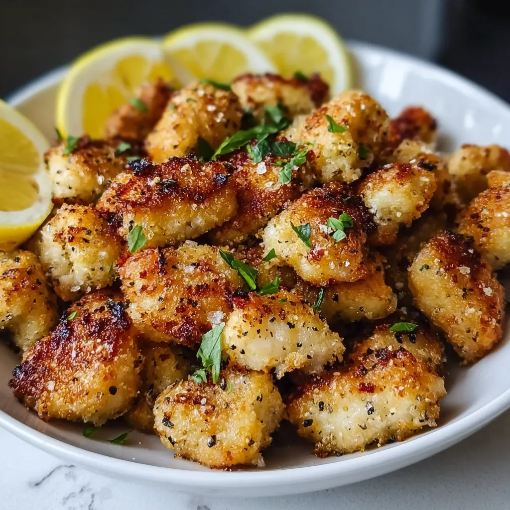 A bowl of lemon chicken bites.