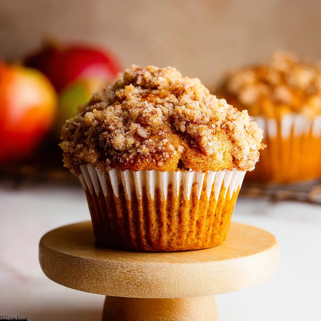 A muffin with a streusel topping.