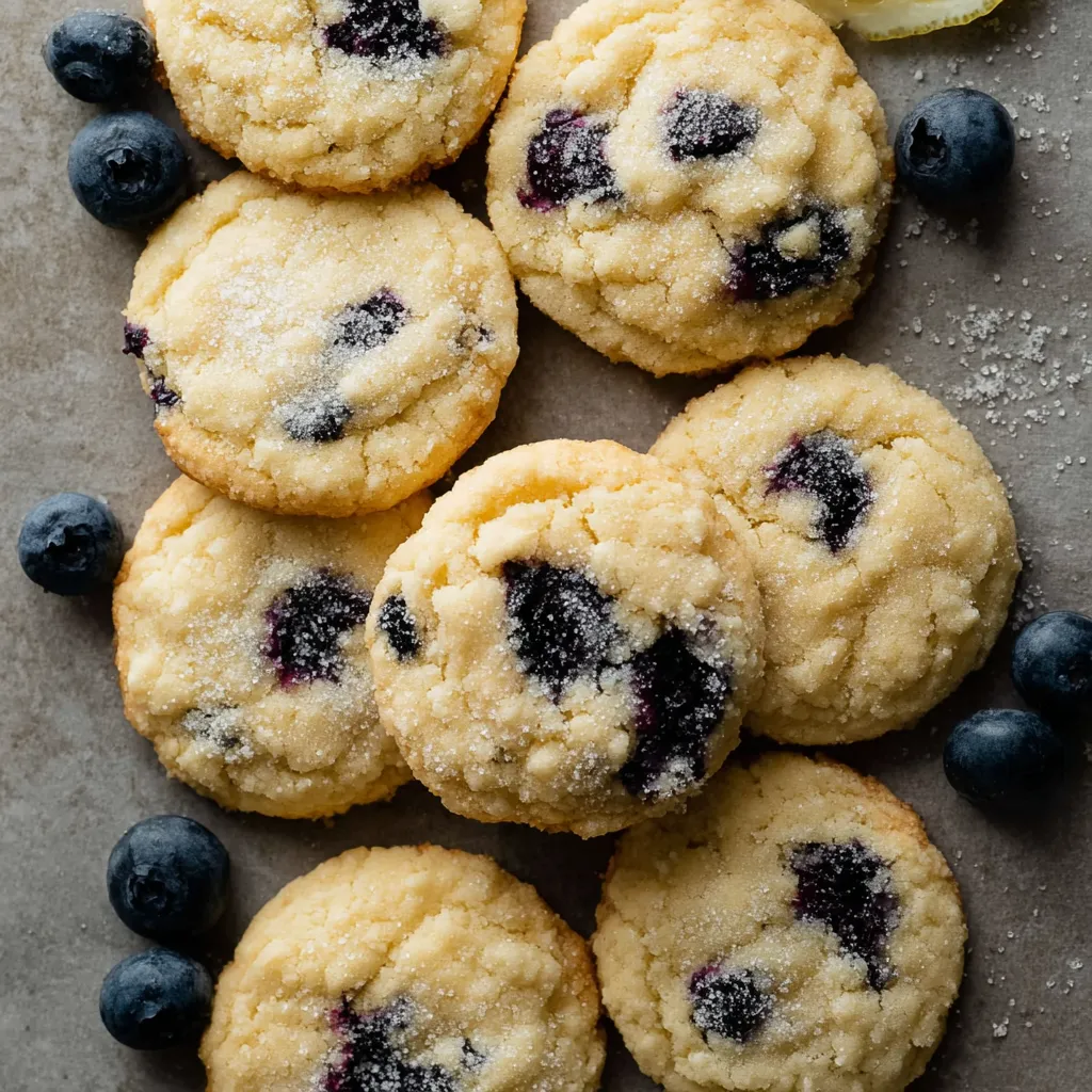 A plate of cookies with blueberries on top.