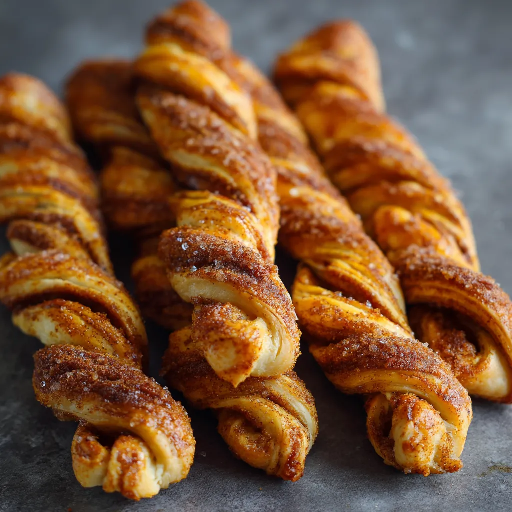 Twisted dough with sugar and cinnamon.