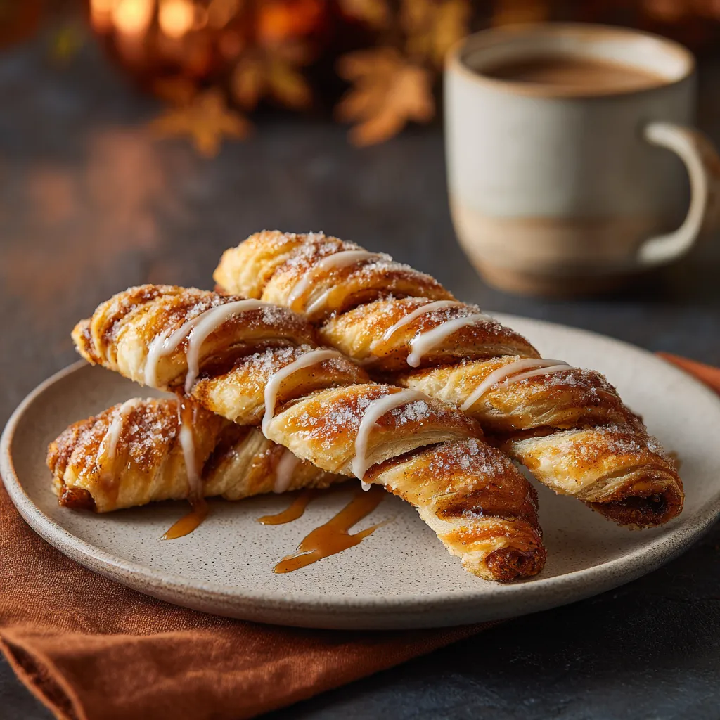 A plate of twisted pastries with a cup of coffee.