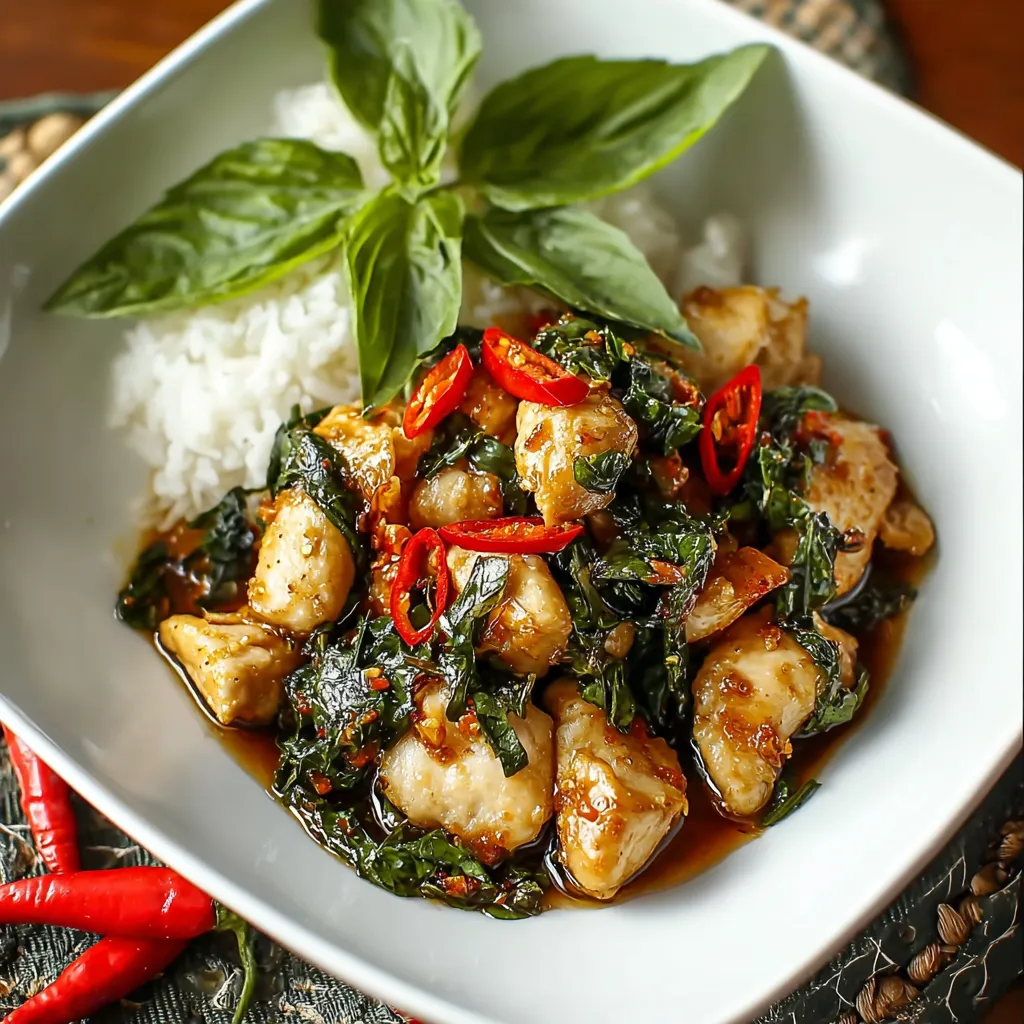 A bowl of Thai Basil Chicken.