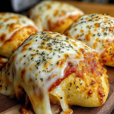 Homemade easy cheesy pizza pockets.