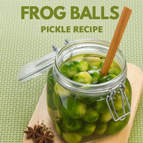 A jar of pickled frog balls.