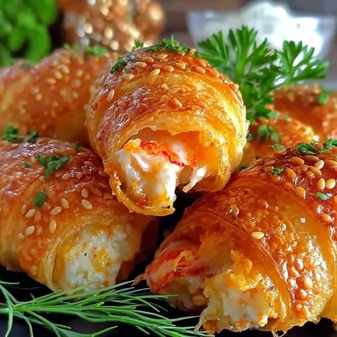 Crab crescent bites on a plate.