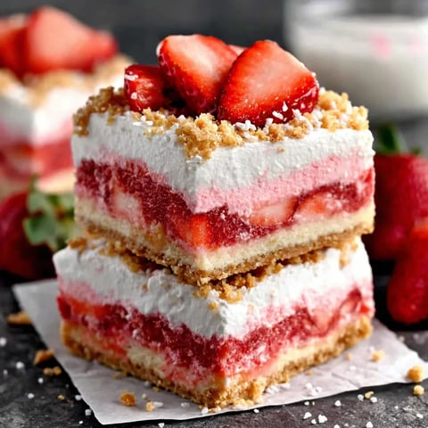 A slice of strawberry shortcake bars.
