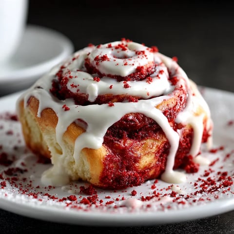 A plate of red velvet cinnamon rolls.