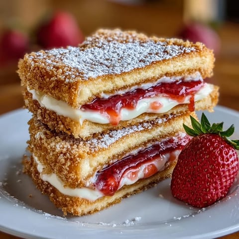 A plate of fried strawberry cheesecake sandwiches.