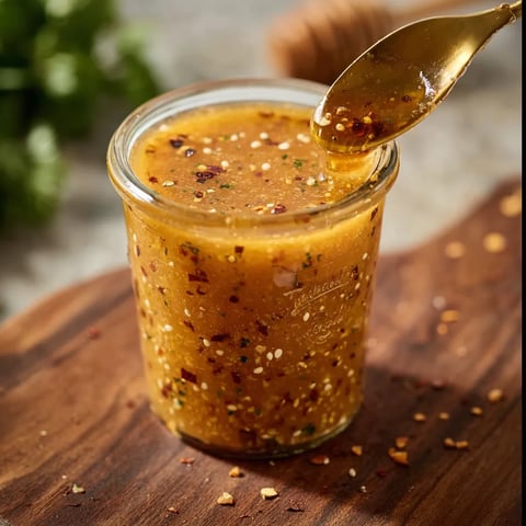A jar of hot honey ranch sauce.