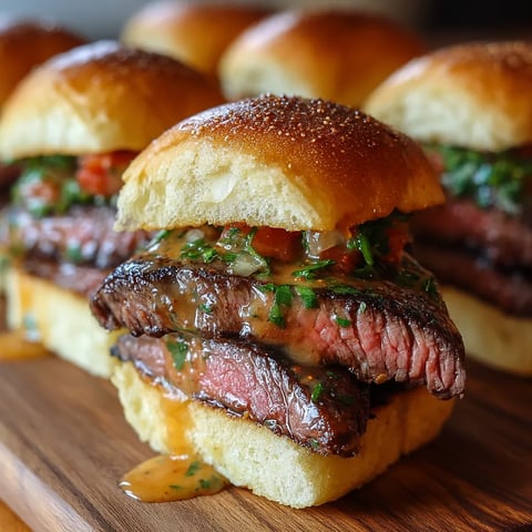 A plate of steak sliders with butter and sauce.