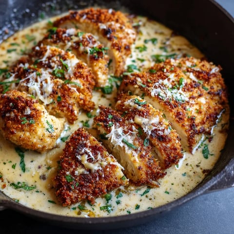 A pan of garlic Parmesan chicken.