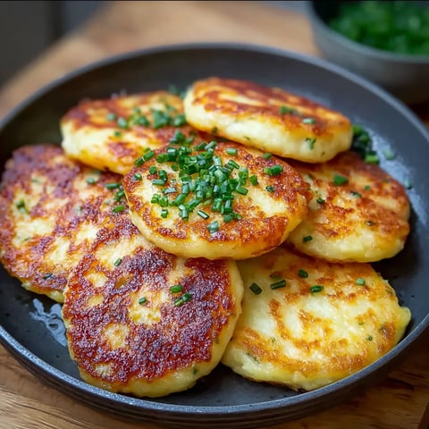 A plate of Korean Potato Cheese Pancakes.