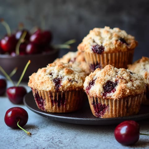Cherry cobbler muffins on a plate.